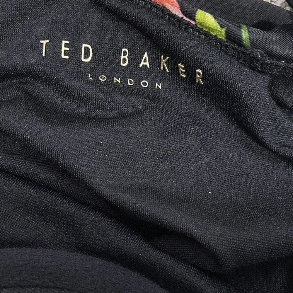 Ted Baker 1pc Swimsuit Women Medium  Black Floral Rose Garden Bustier Botanical - Picture 8 of 10